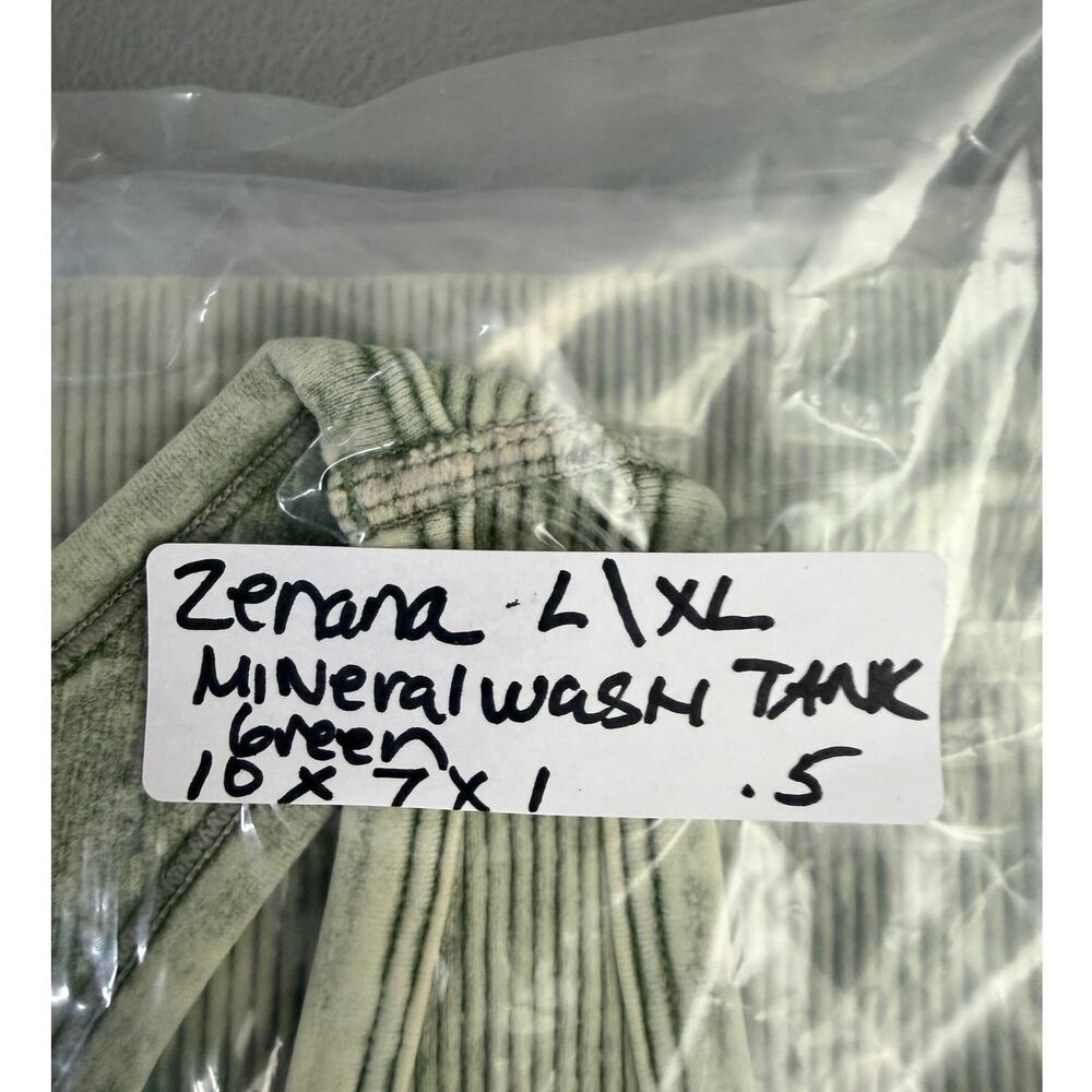 Zenana Mineral Wash Ribbed Racerback Tank L XL Sage Green NIB - Picture 6 of 6